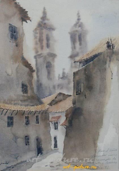 Mexican landscape. Watercolor. 56 x 40 cm.