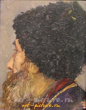 Cossack. Cardboard, oil. 22.5 x 28.5 cm.