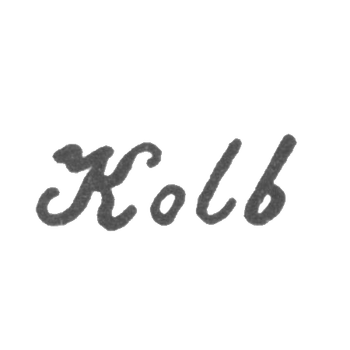 克莱莫大师科尔布·弗里德里希·约瑟夫 - 列宁格勒 - “Kolb”的首字母