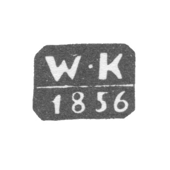 Клеймо неизвестного пробирного мастера Минска - инициалы "W-K" - 1856-1877 гг.
