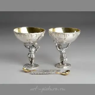 Серебряный набор креманок Мальчик и Девочка