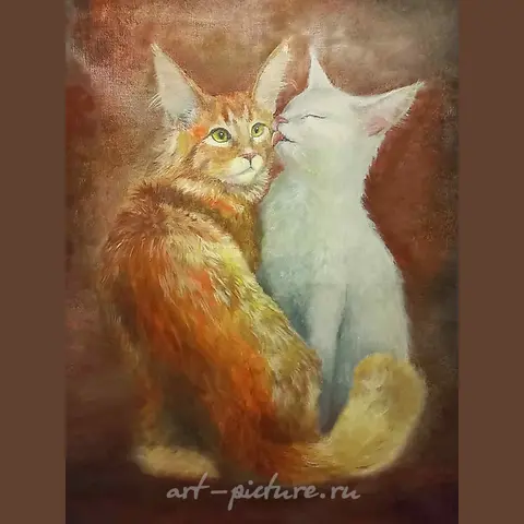 The translation of "Любовь кошек" into English is "The love of cats."