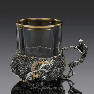 Подстаканник Старик и невод, серебро