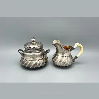 Карл Фаберже молочник сахарница , Российская империя серебро 84