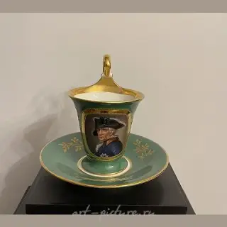 Cup with saucer featuring Frederick the Great