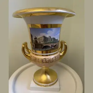 Decorative Krater Vase in Veduta Genre (Architectural Landscapes) KPM