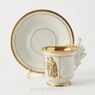 Cup with Figural Handle in the Shape of Archangel Michael with Saucer RPM