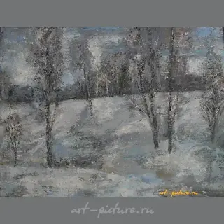 Thaw. Fiberboard, canvas, oil. 54 x 70 cm
