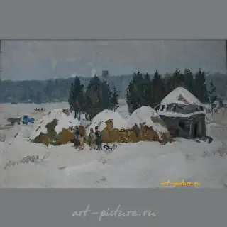Стоги зимой. Холст, масло. 40 х 60 см
