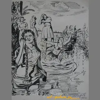 Иллюстрация "Молодая гвардия". бумага. тушь. 32 х 25 см.