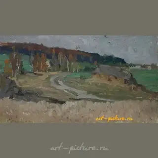 Осень. Картон, масло. 19 х 33 см