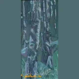 "Waiting. Cardboard, oil. 38 x 19 cm."