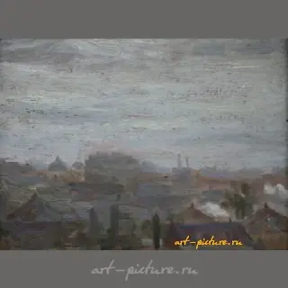 У завода Сталина. Картон, масло. 23 х 30 см