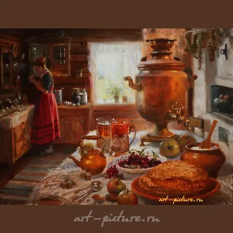"Vacation in the countryside. Oil, canvas."