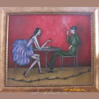 The translation of the text is: "Imitation canvas, oil, acrylic."