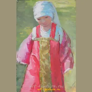 Девочка в красном сарафане Бумага, акварель, гуашь. 