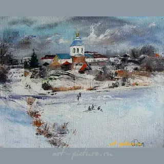 Зима.Рыбаки акрил,холст