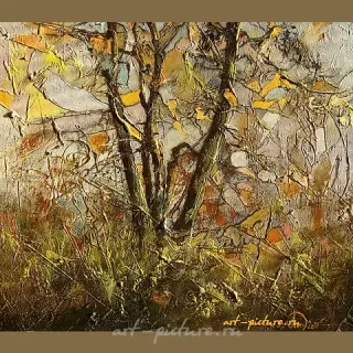 The translation from Russian to English is: "Puzzle bush oil, canvas."