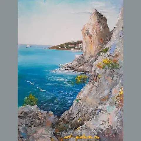 天鹅岩油画，布面
