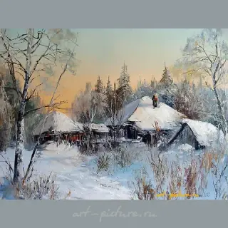 "Frosty morning, canvas, oil"