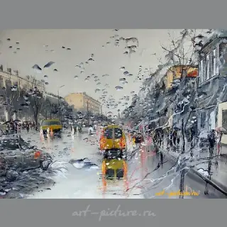 通过挡风玻璃的油，画布