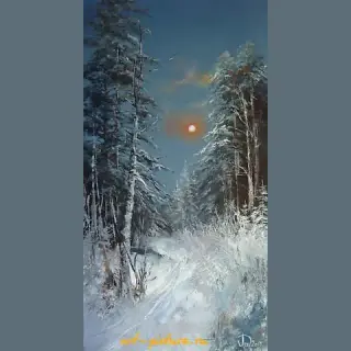 夜间森林 油画，画布
