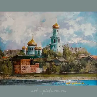 The translation of the text into English is: "Kazan Cathedral oil on canvas."