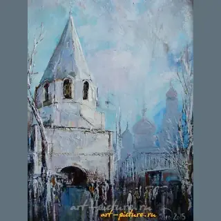 Спасская башня масло, холст 的中文翻译是：救世主塔 油画，画布。