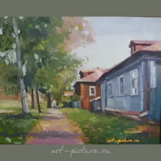 The translation of "Летний день холст, масло" into English is "Summer day, canvas, oil."