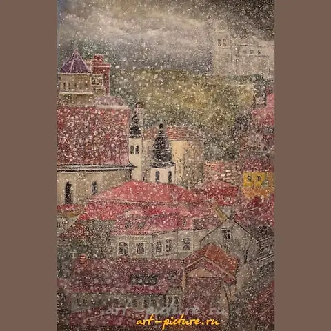“八月的雪，油画”