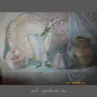 "Still Life with Marshmallows, oil on canvas on cardboard"