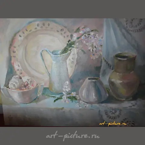 "Still Life with Marshmallows, oil on canvas on cardboard"