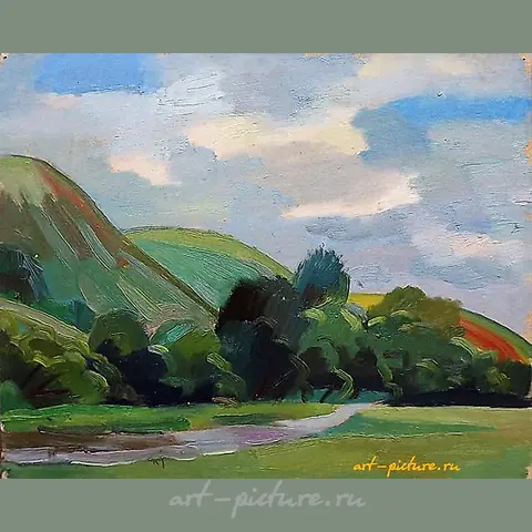 "Study. Bashkiria." cardboard, oil paint