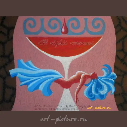 "Conception or The Holy Grail, oil pastel, cardboard"