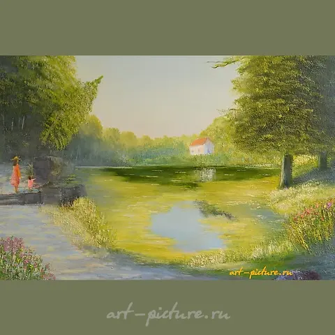 "Summer day in an old park, oil on canvas."