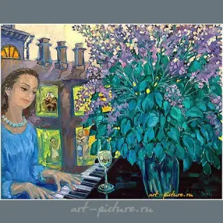 Young-Lady-is-at-the-piano Холст , масло 