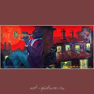 Трубач на закате 130х85untitled Холст , масло 