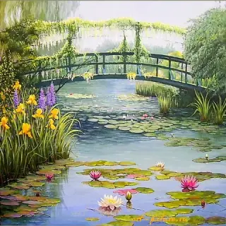 "Monet's Bridge (my version). Canvas, oil."