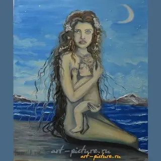 "Mother and Child" oil on canvas on a stretcher.
