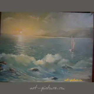 Seascape. Sunset. Oil on canvas.