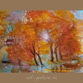 The translation of "Островок холст масло" into English is "Little island oil painting."