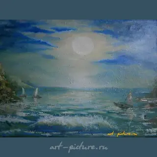 "Big moon, canvas, oil"
