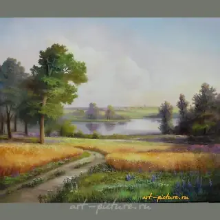 The translation of the text "Дорога к детству Масло , холст" into English is "The Road to Childhood Oil, canvas."