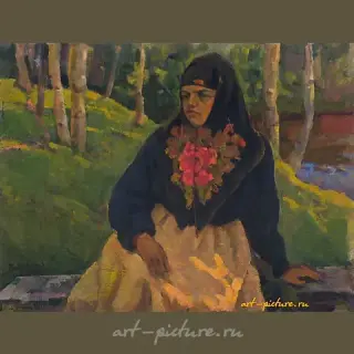 "Portrait of a Woman in a Russian Costume" oil on canvas