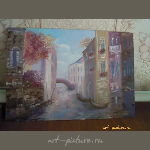 The translation of the text is: "Venice oil, primed cardboard."