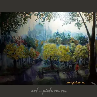 In the park, canvas on cardboard 35*50 oil.