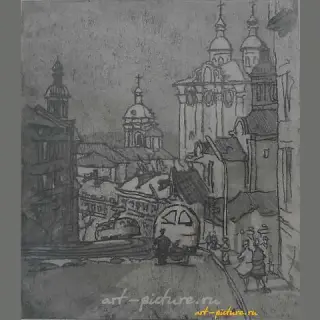 斯摩棱斯克。大街。蚀刻版画。21 x 21 厘米。