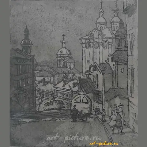 Smolensk. Big Street. Etching. 21 x 21 cm.