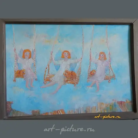 "Angelic Souls Oil, Canvas on Cardboard"