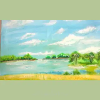 The translation of the text is: 

"LANDSCAPE ** SUNNY DAY ** CANVAS.OIL"